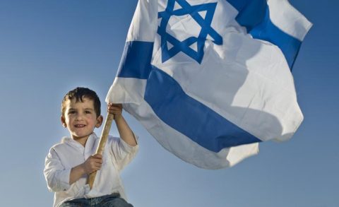 Child with flag of israel
